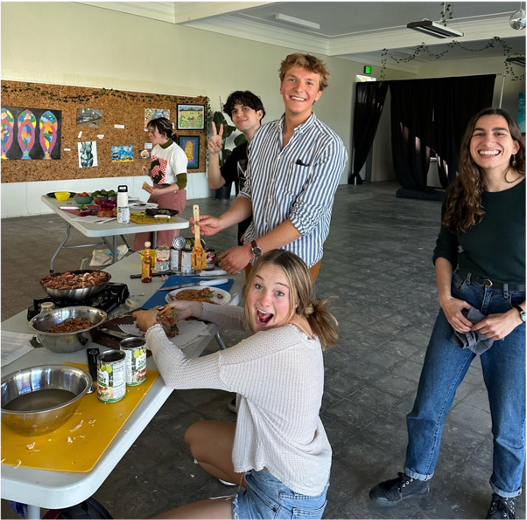 Students making jackfruit tacos