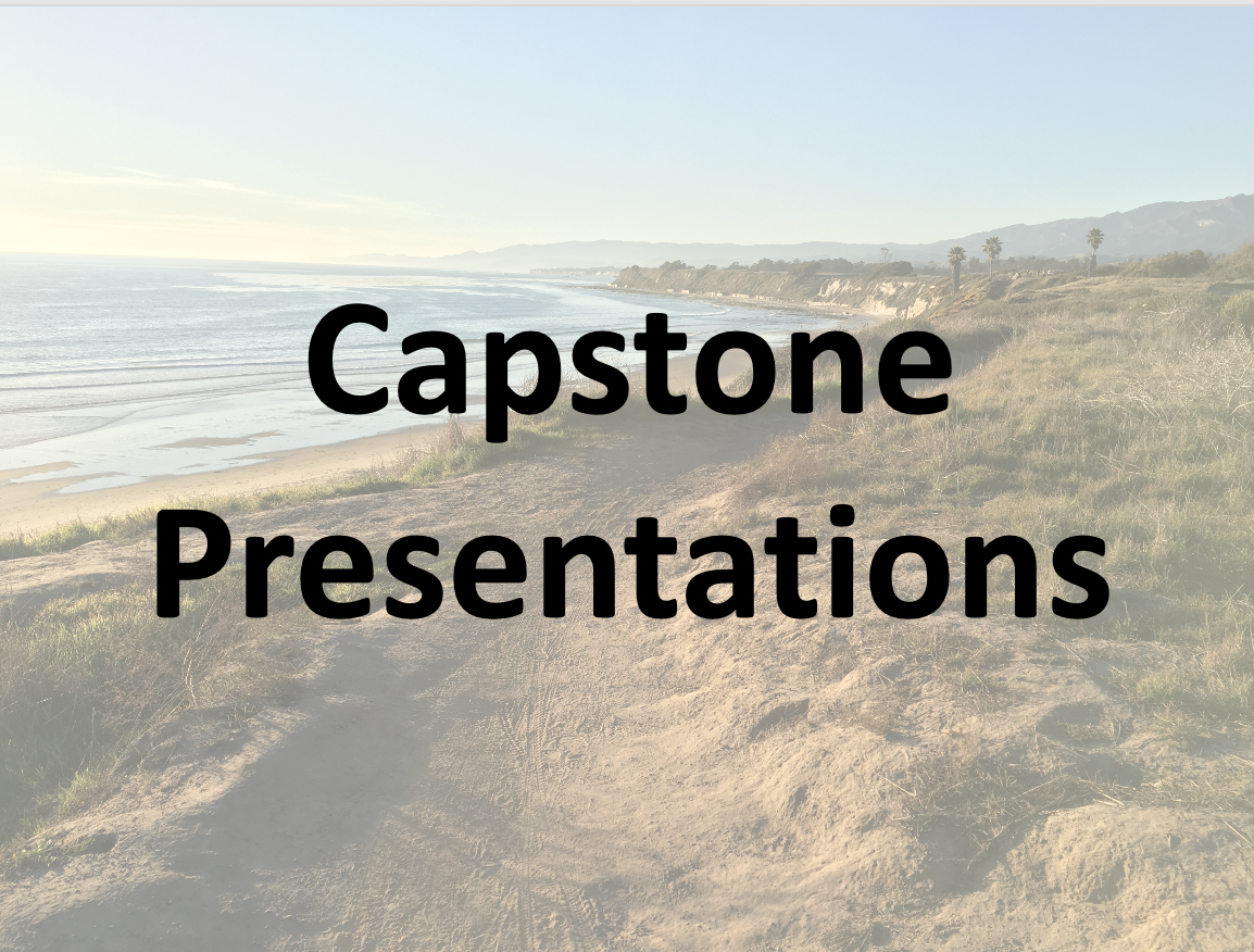 mountains in the background with the words 'Capstone Presentations' over the image