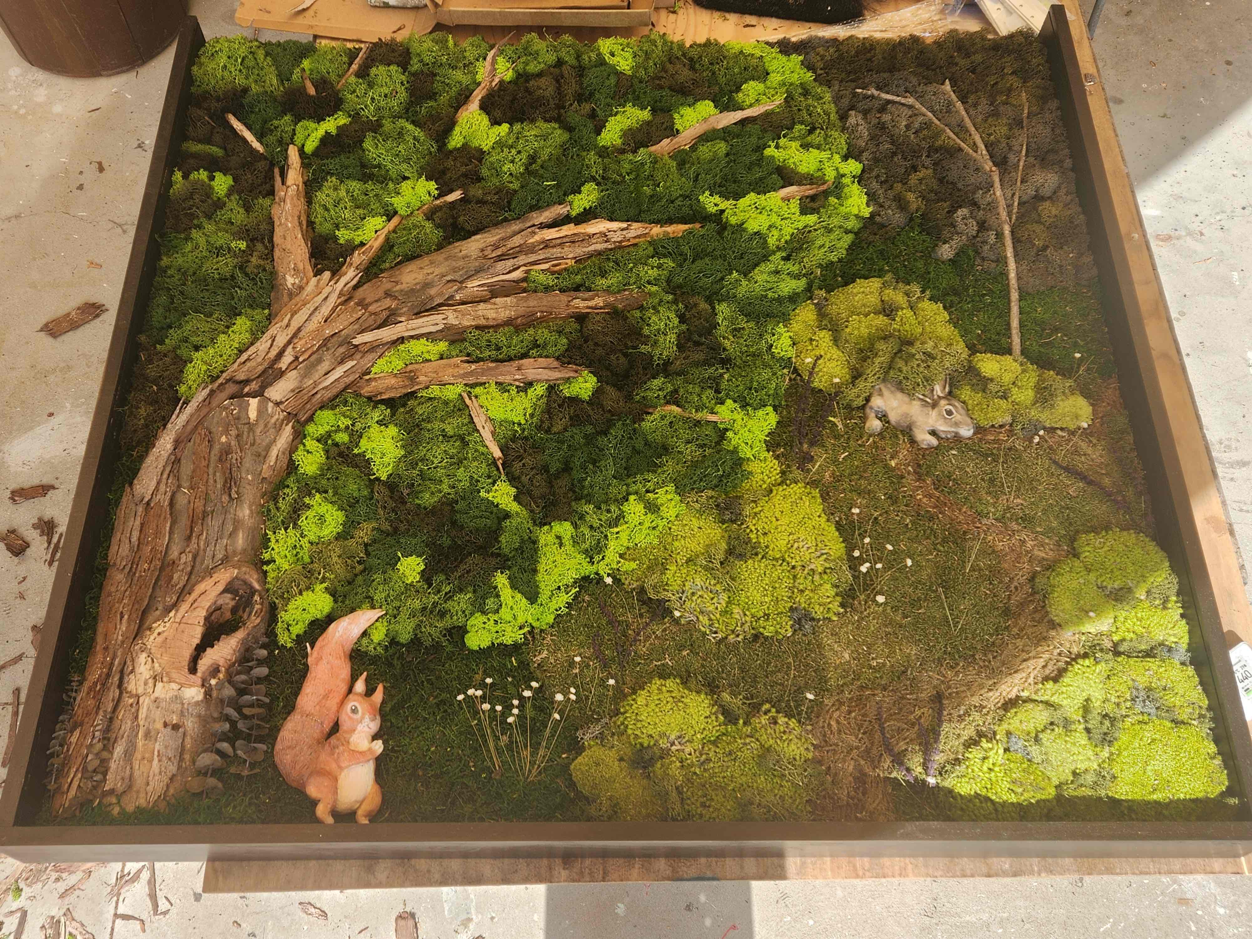 Completed moss wall art