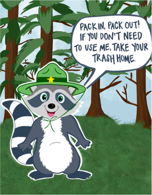 Racoon graphic that will appear on the newly installed trashcan.