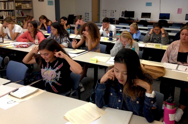 students listening in classroom